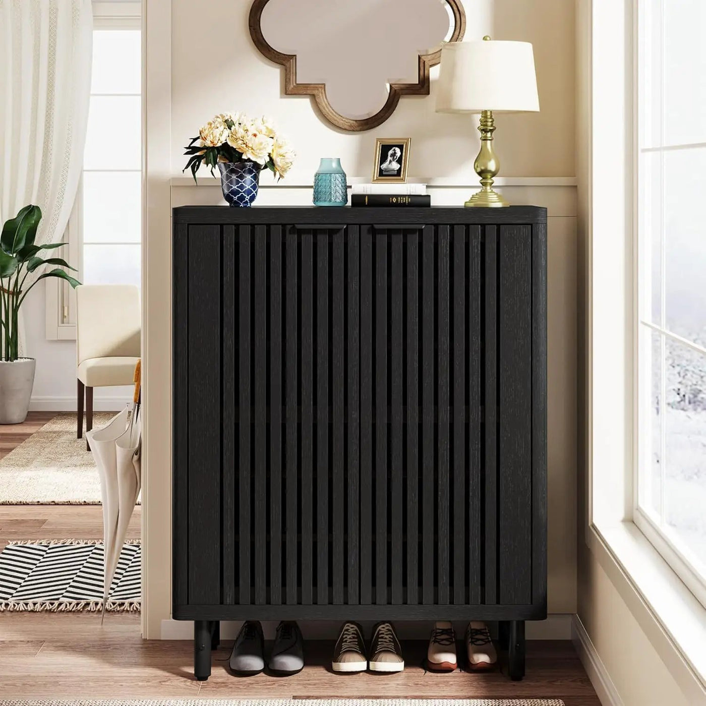 6 Tier Shoe Cabinet With Louvered Doors by HouseOfZazla