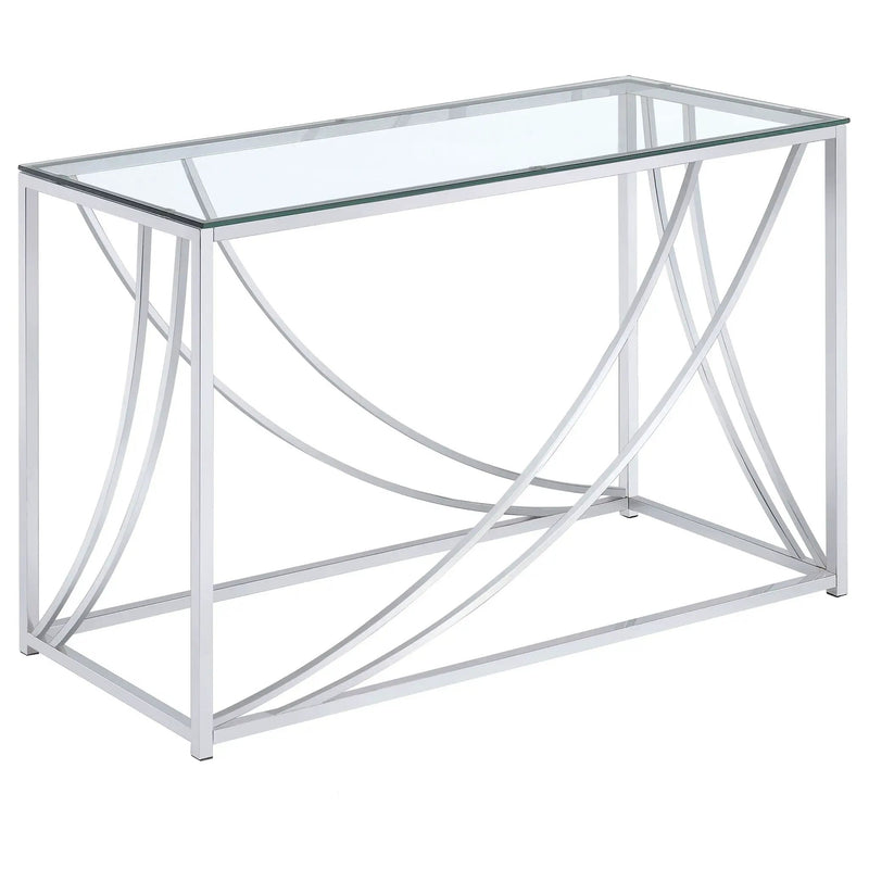 Lille Glass Top Entryway Console Table Accents Chrome by Unique Piece Furniture
