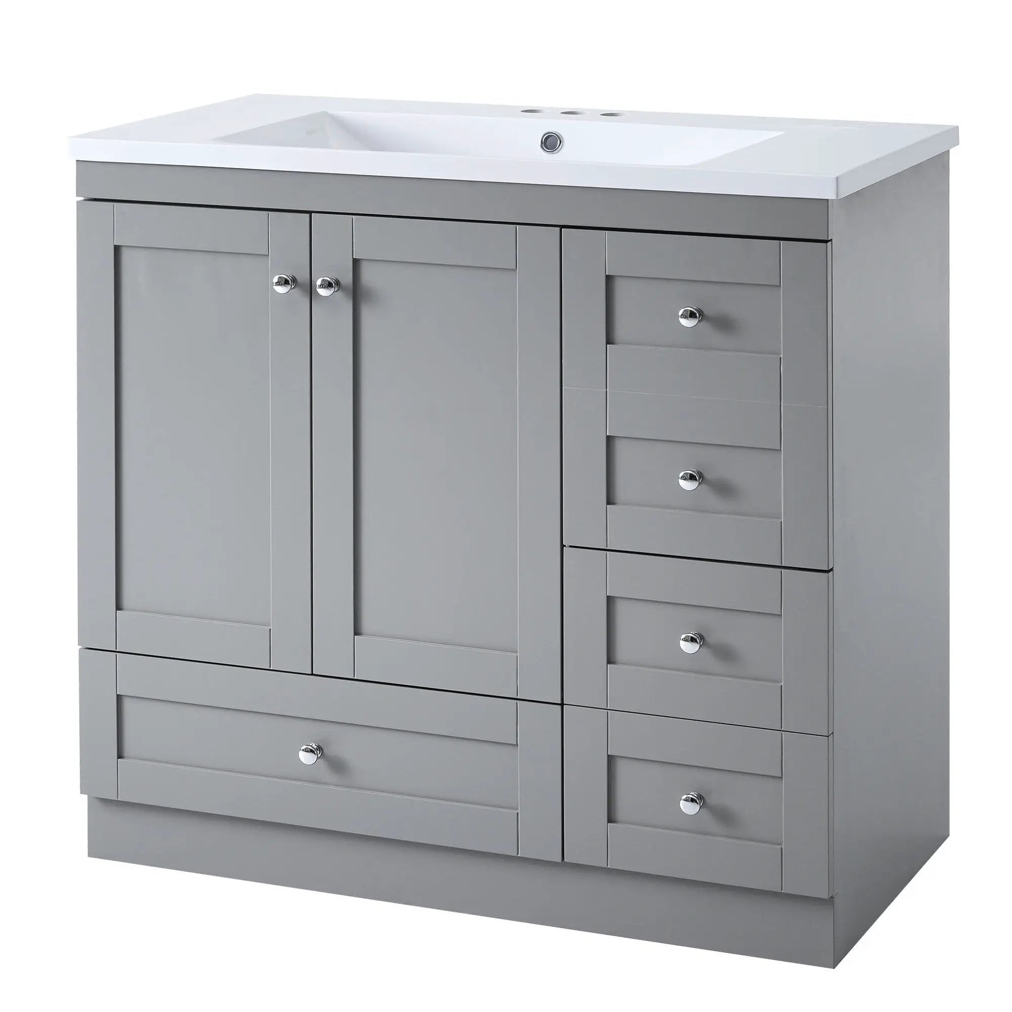 Shaker Free Standing Bathroom Vanity Cabinet With Sink, Soft Close Drawers, Soft Close Doors by HouseOfZazla