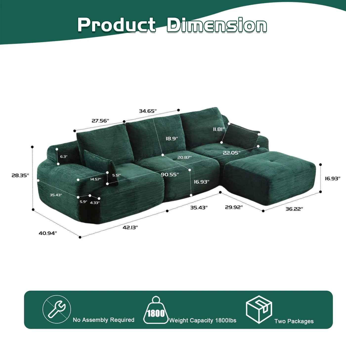 Compressed Sofa Large Sectional Couches for Living Room by HouseOfZazla