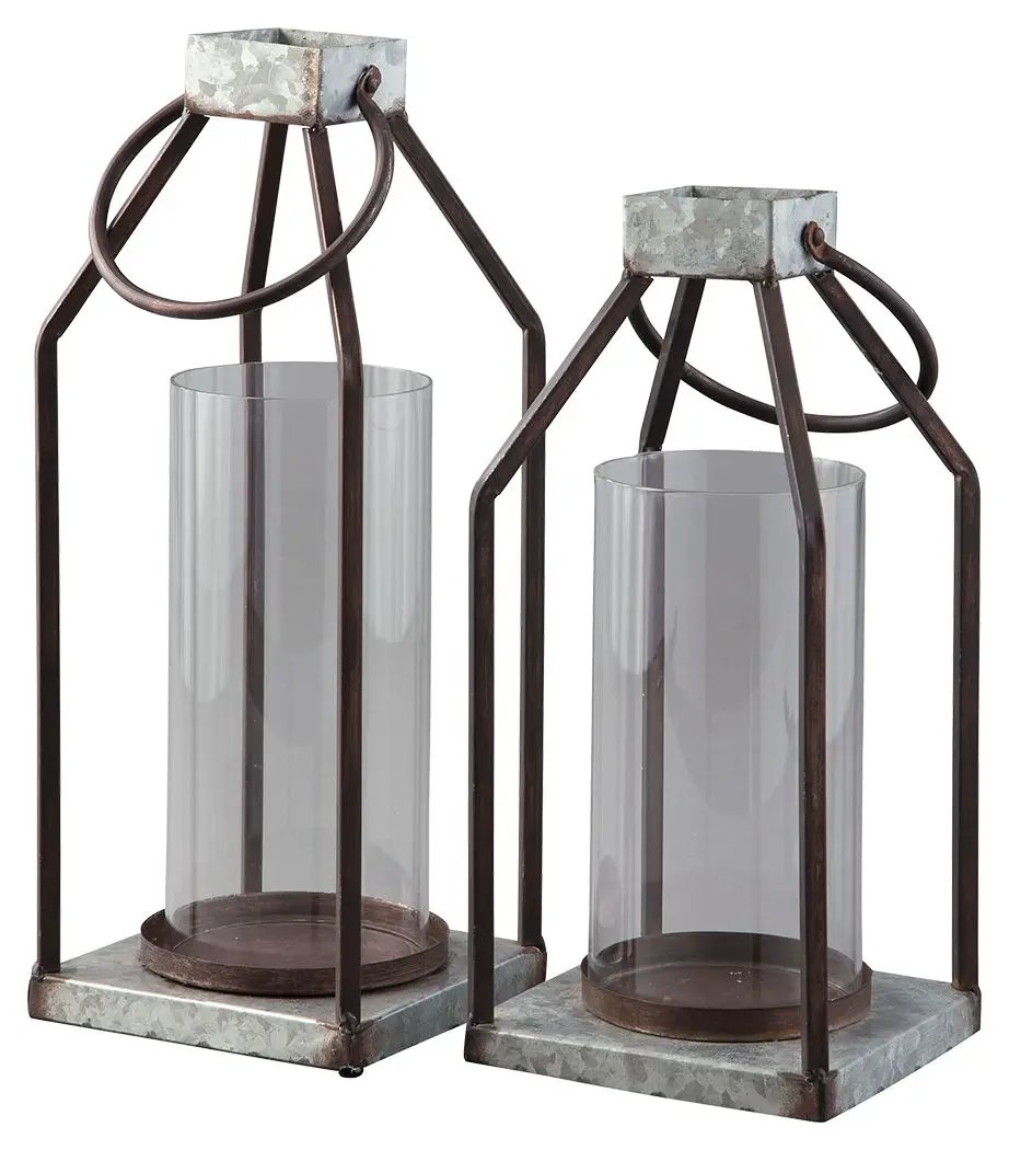 Diedrick - Lantern Set (Set of 2) - Gray / Black by Unique Piece Furniture