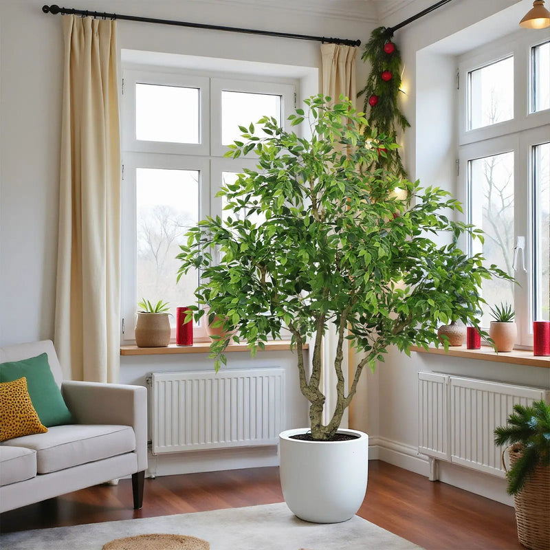 Artificial Banyan Tree With A Trunk And Lifelike Leaves, For Indoor And Outdoor Use - Green by HouseOfZazla