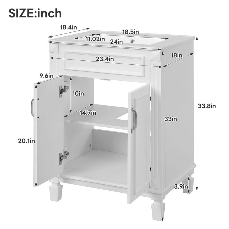 Bathroom Vanity With Top Sink, Cabinet With 2 Soft Closing Doors by Unique Piece Furniture