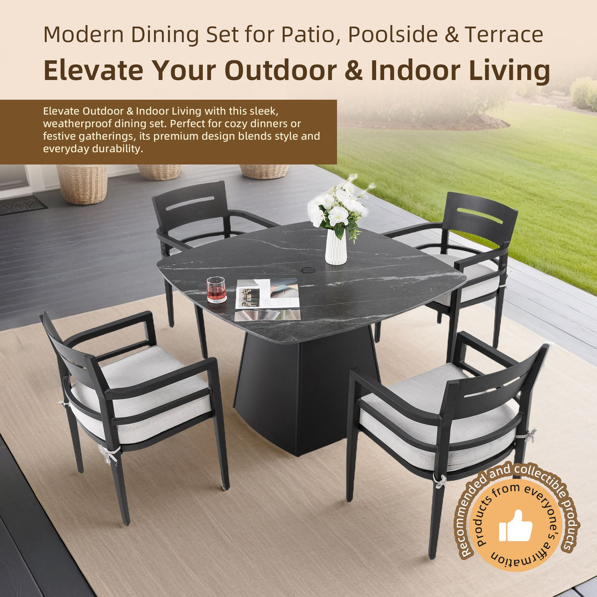 Outdoor Patio Dining Set with Sunbrella Cushions - White or Black, photo 28 of 40
