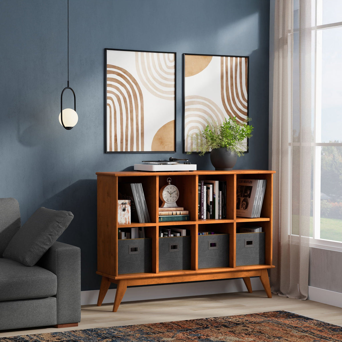 Handcrafted Low Bookcase with Open Cube Shelves - Multiple Finishes, photo 30 of 40