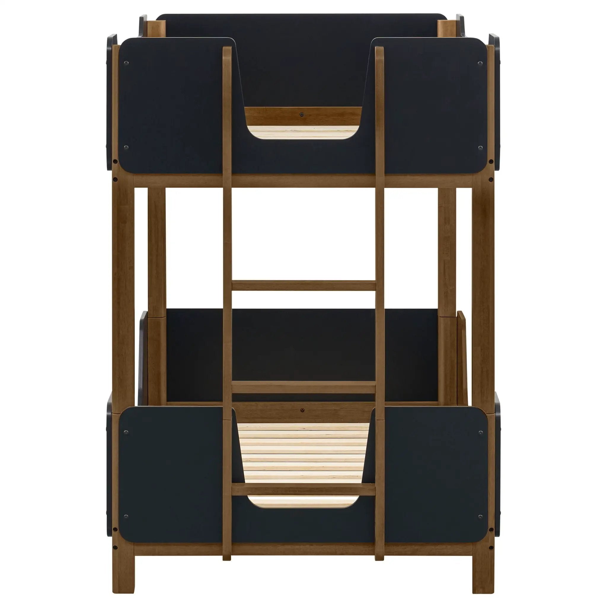 Morris Twin Over Twin Wood Bunk Bed Black and Walnut by Unique Piece Furniture