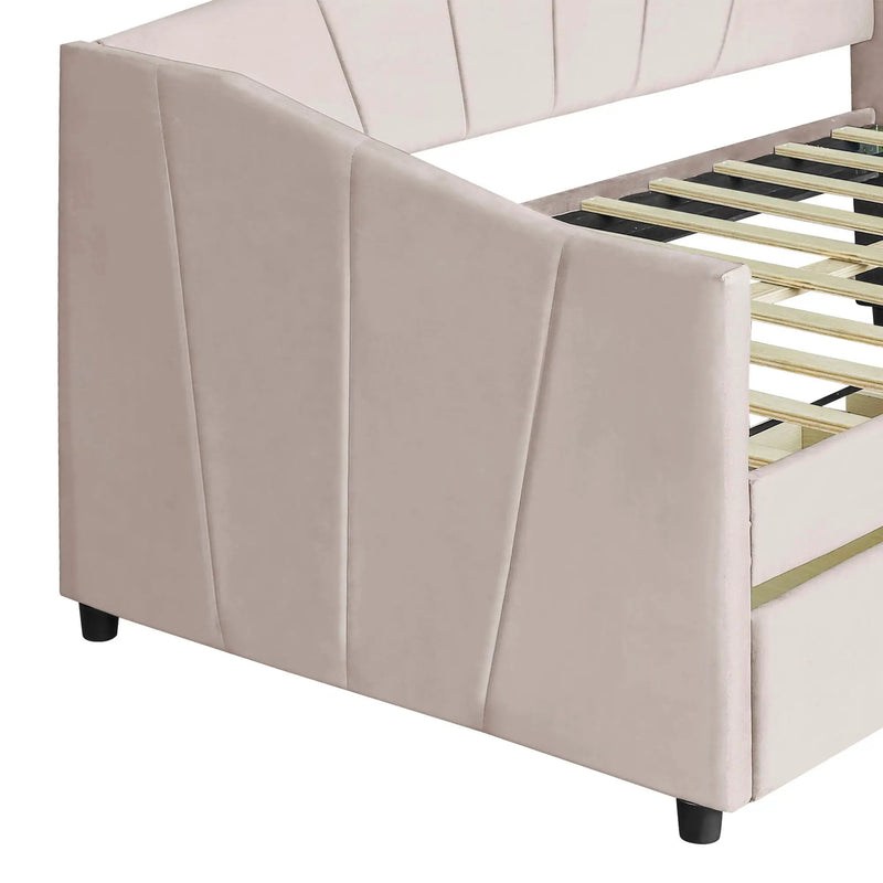 Upholstered Daybed With Two Drawers And Wood Slat by HouseOfZazla