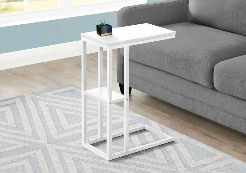 Accent Table, C-Shaped, Marble Look Contemporary & Modern Convenient Design by HouseOfZazla