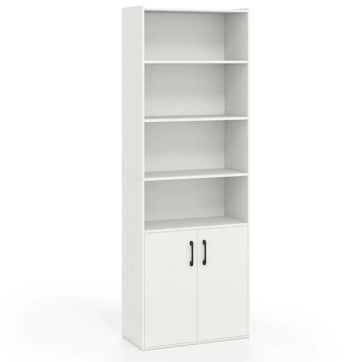 70 Inch Bookcase 6-Tier with Adjustable Shelves and 2-Door Cabinet by DirectDeals