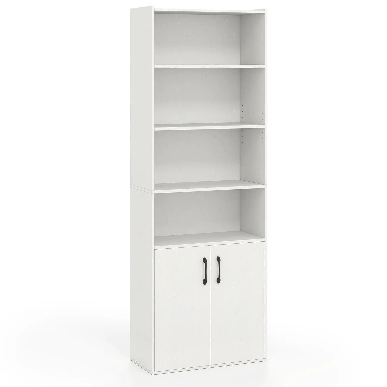 70 Inch Bookcase 6-Tier with Adjustable Shelves and 2-Door Cabinet by DirectDeals