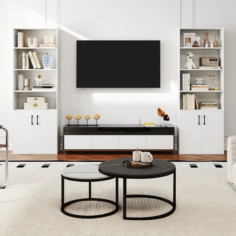 70 Inch Bookcase 6-Tier with Adjustable Shelves and 2-Door Cabinet by DirectDeals