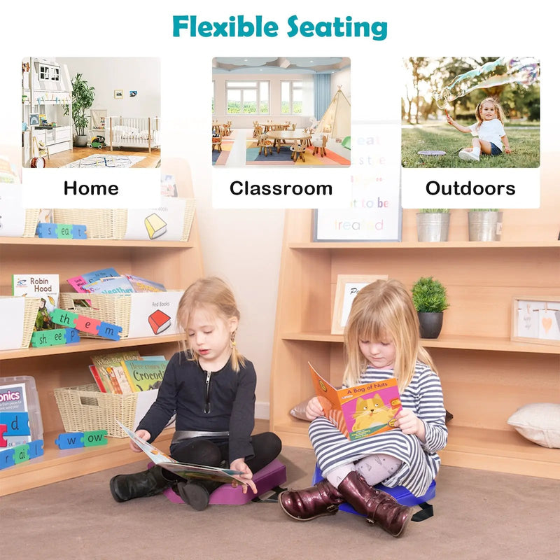 6 Pieces Multifunctional Hexagon Toddler Floor Cushions Classroom Seating with Handles by DirectDeals