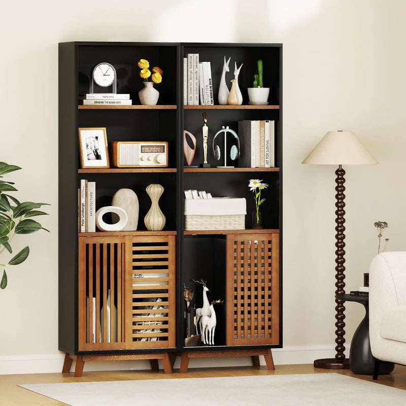 70 Inch 5-Tier Bookshelf with Reversible Adjustable Shelf-Black by DirectDeals