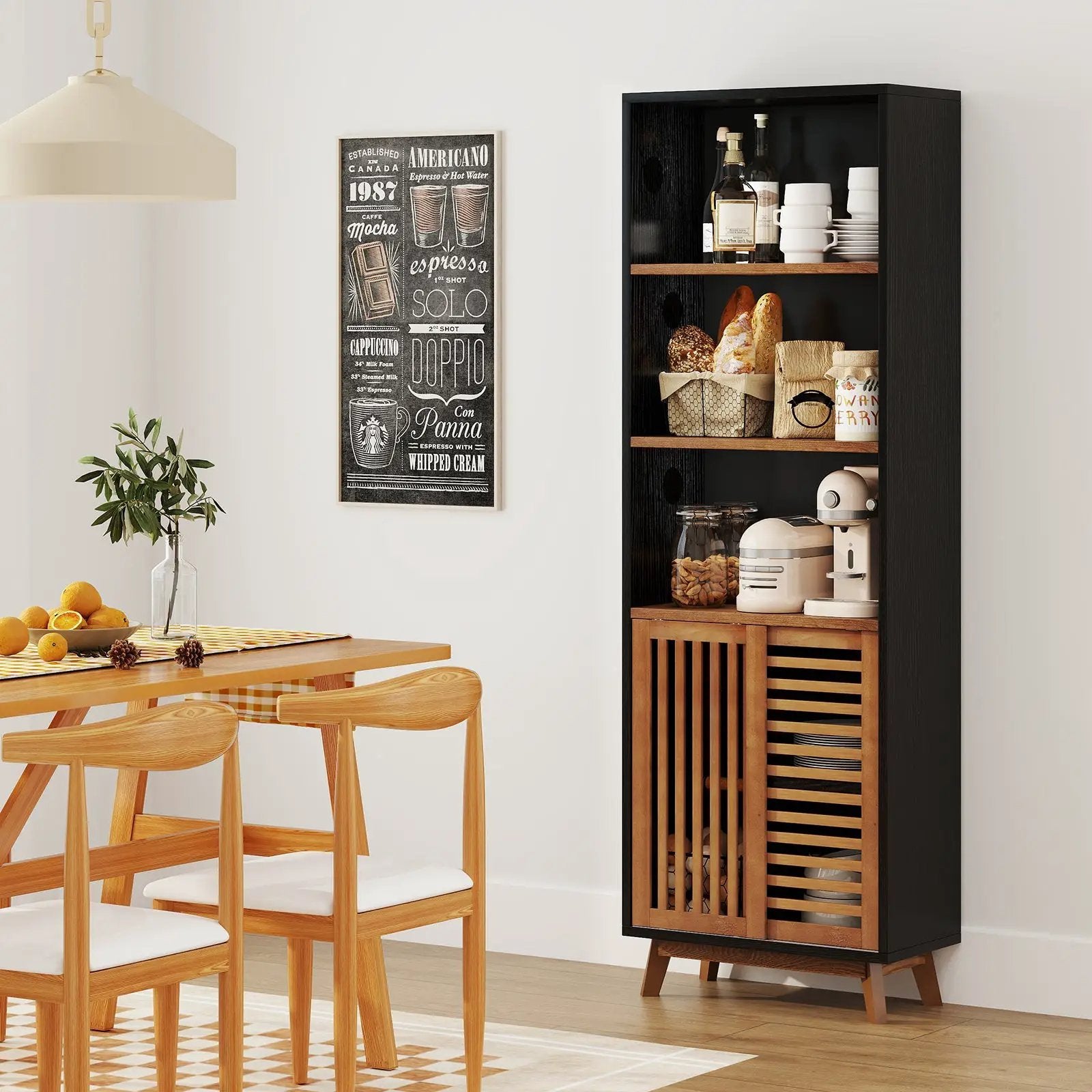 70 Inch 5-Tier Bookshelf with Reversible Adjustable Shelf-Black by DirectDeals