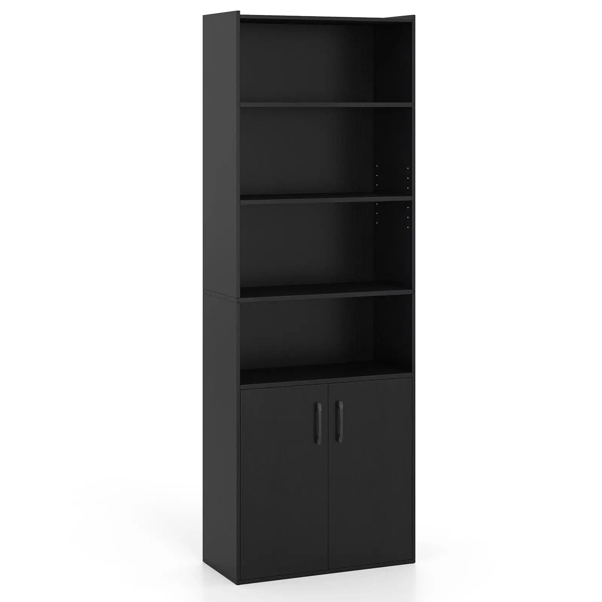70 Inch Bookcase 6-Tier with Adjustable Shelves and 2-Door Cabinet by DirectDeals