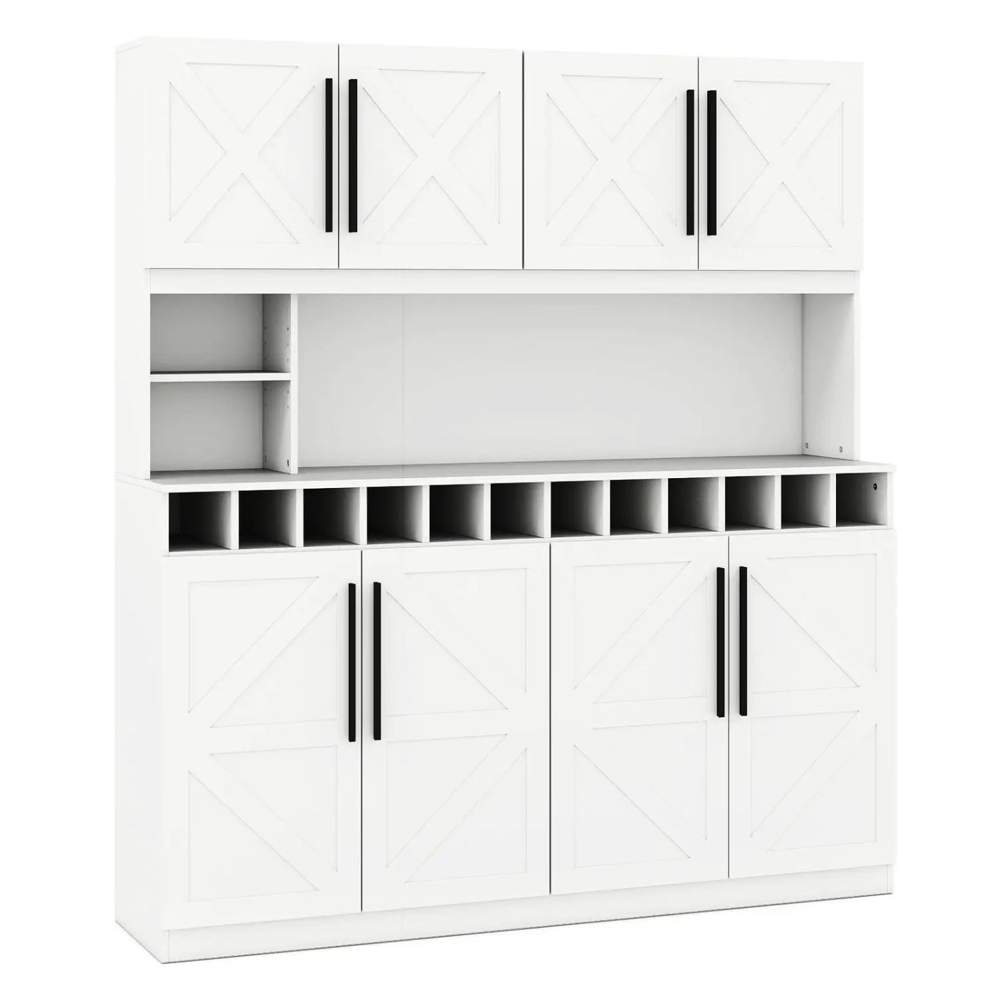 70 Inch Farmhouse Pantry Cabinet Kitchen Buffet Hutch with 4 Cabinets and 2 Open Shelves by DirectDeals