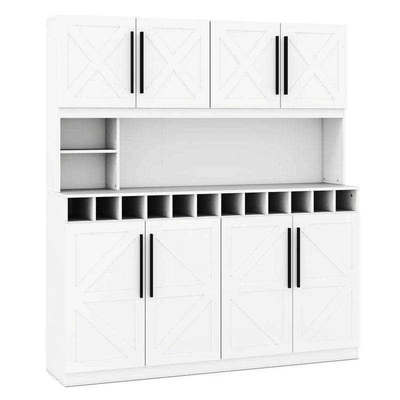 70 Inch Farmhouse Pantry Cabinet Kitchen Buffet Hutch with 4 Cabinets and 2 Open Shelves by DirectDeals