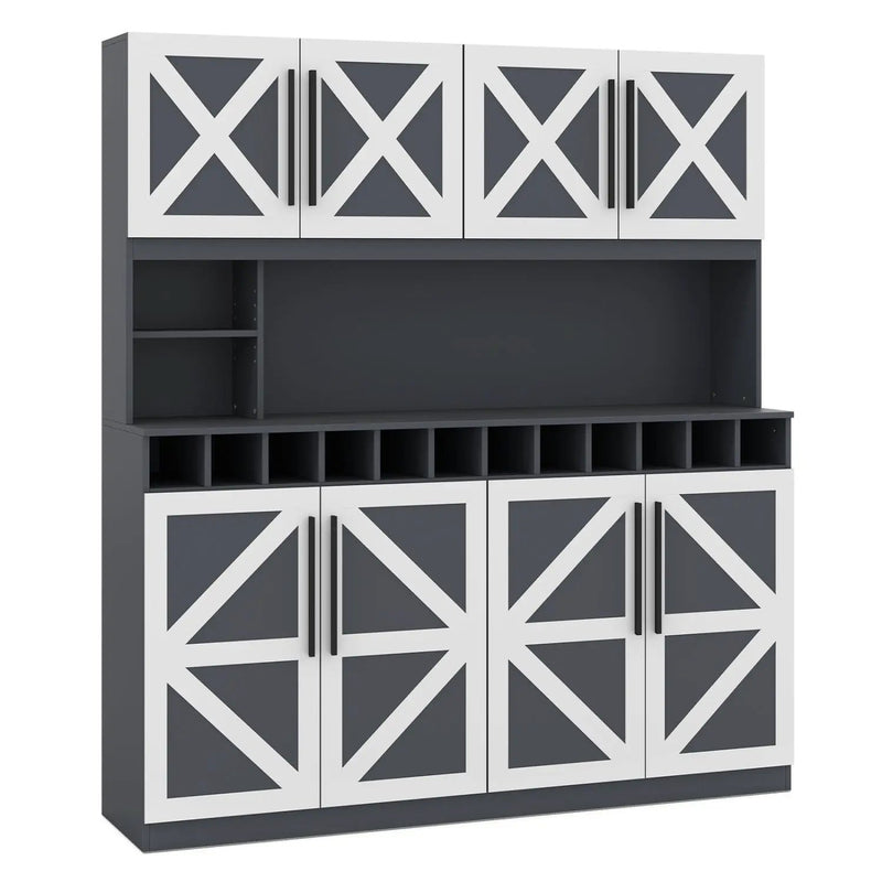 70 Inch Farmhouse Pantry Cabinet Kitchen Buffet Hutch with 4 Cabinets and 2 Open Shelves by DirectDeals