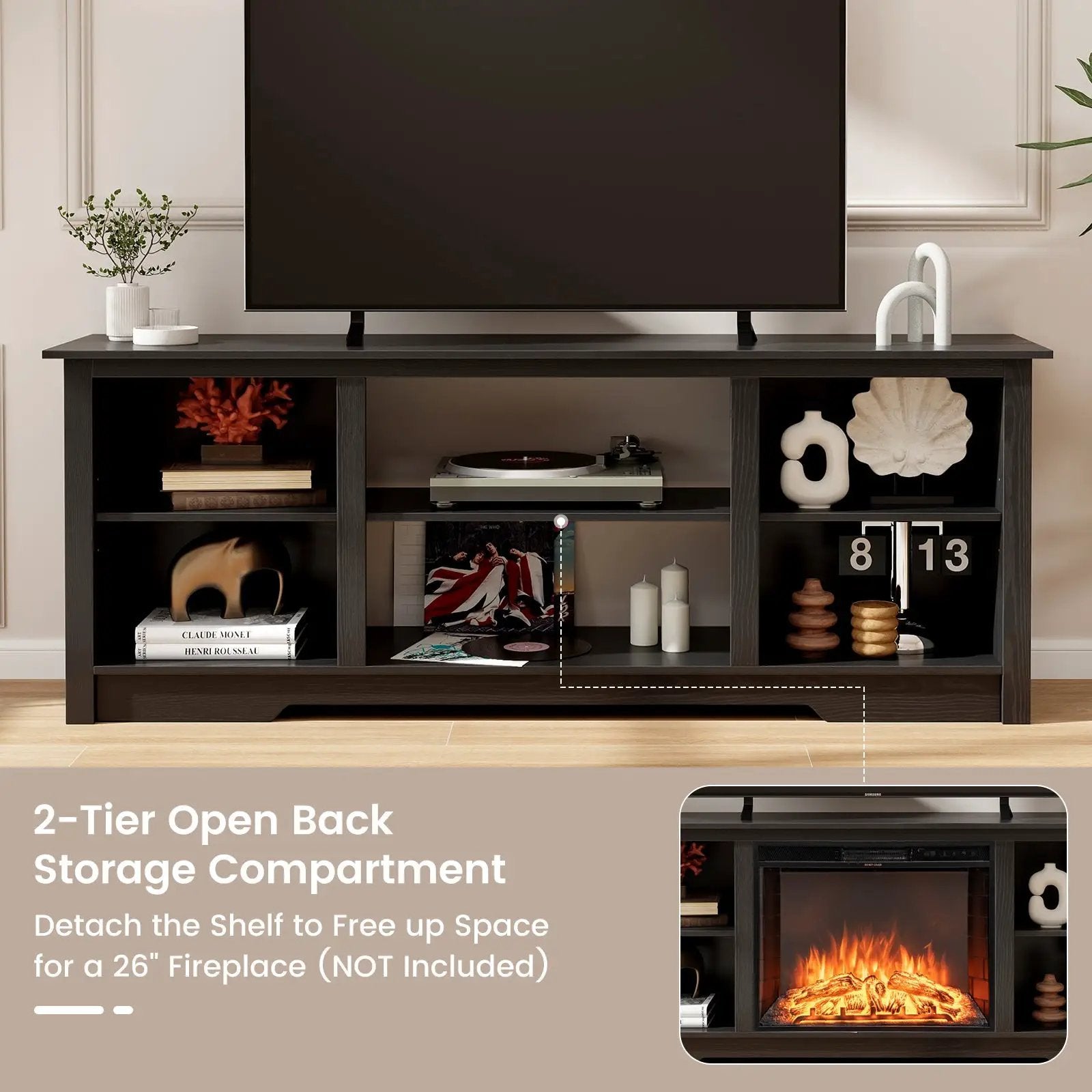70 Inch TV Stand for up to 75 Inch Flat Screen TVs with Adjustable Shelves by DirectDeals
