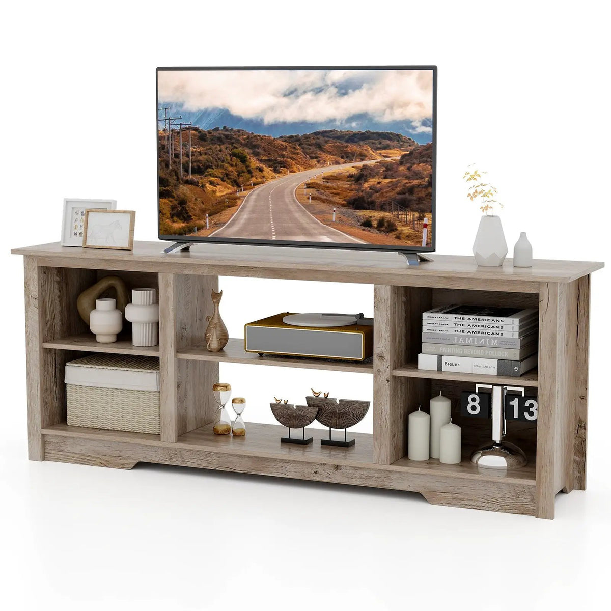 70 Inch TV Stand for up to 75 Inch Flat Screen TVs with Adjustable Shelves by DirectDeals