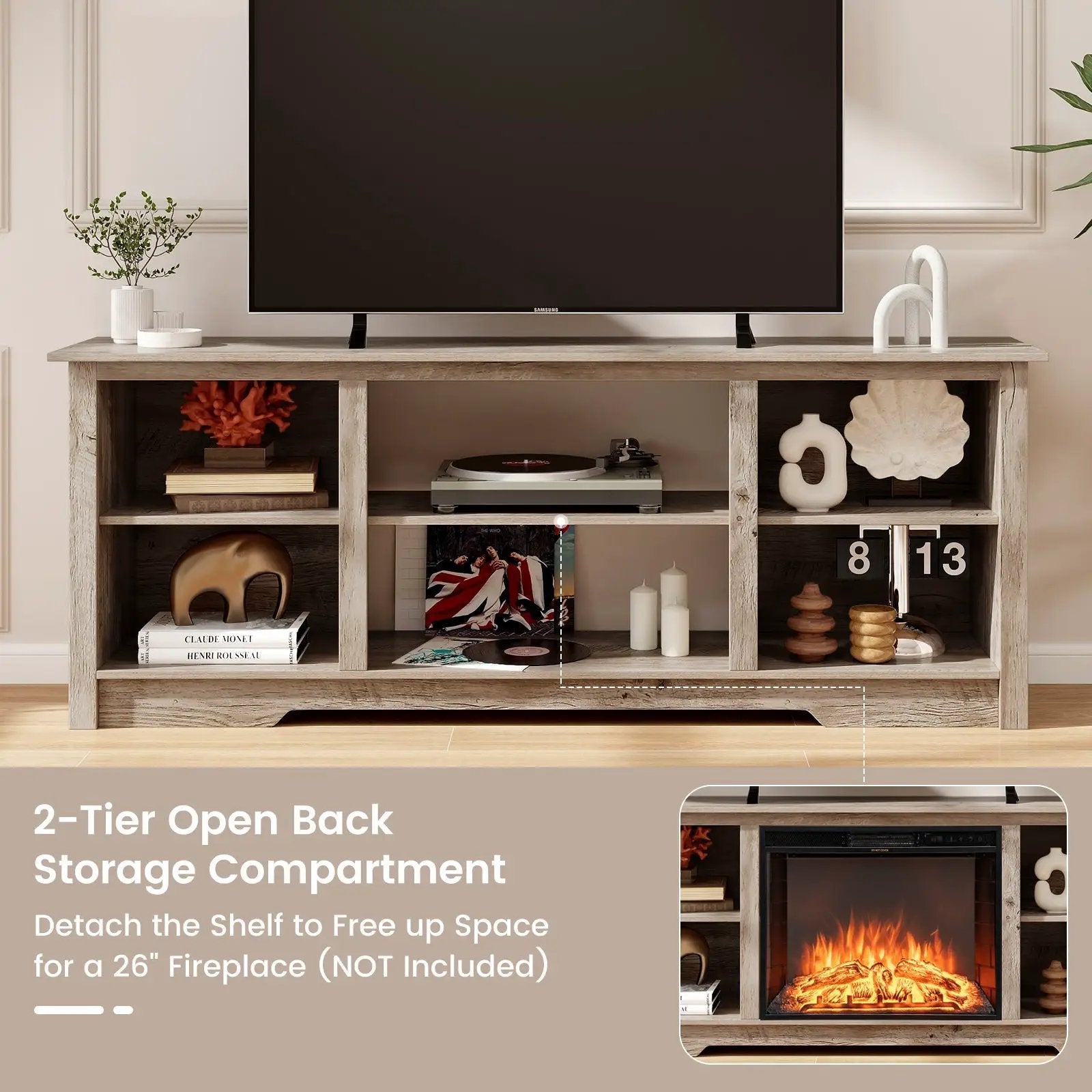 70 Inch TV Stand for up to 75 Inch Flat Screen TVs with Adjustable Shelves by DirectDeals