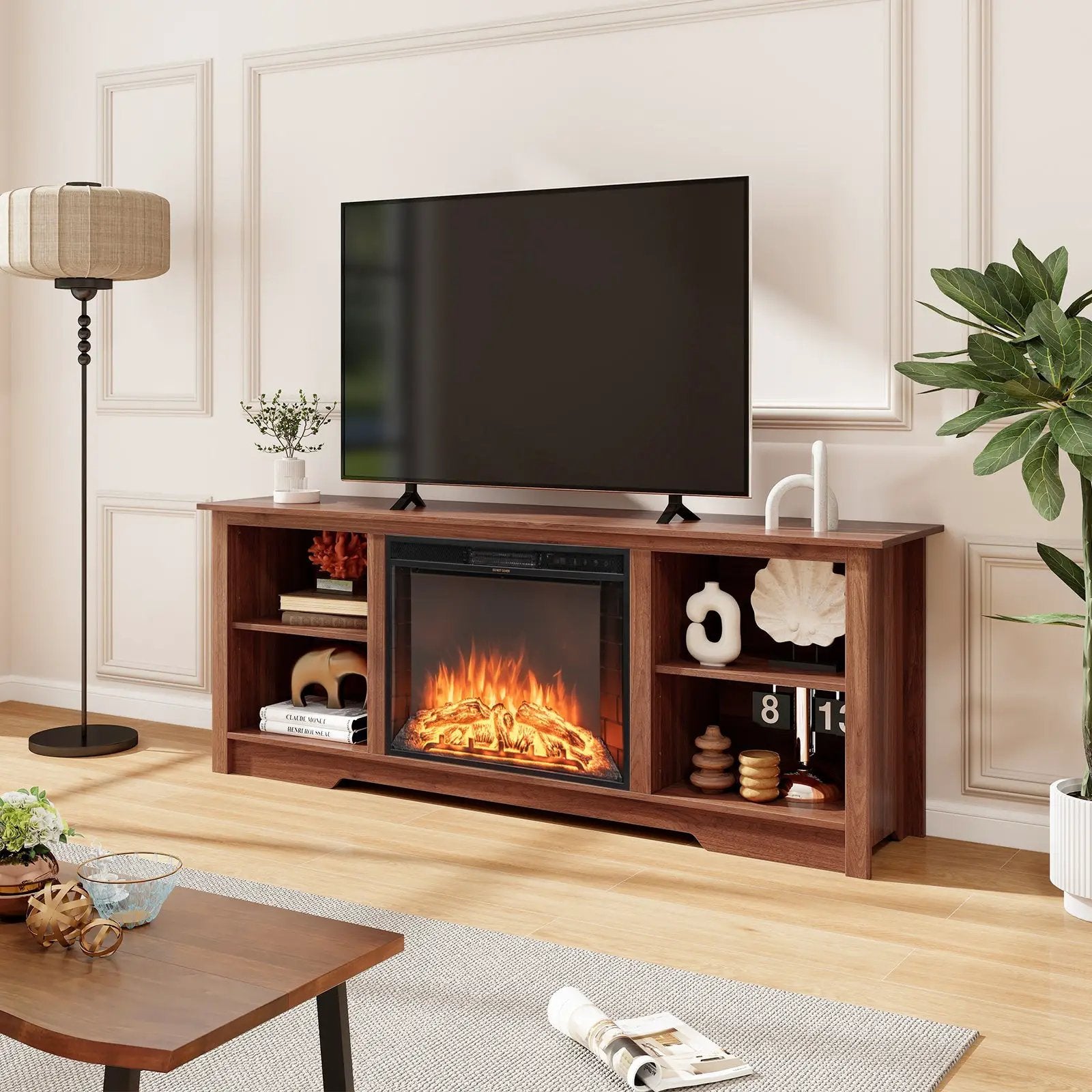 70 Inch TV Stand for up to 75 Inch Flat Screen TVs with Adjustable Shelves by DirectDeals