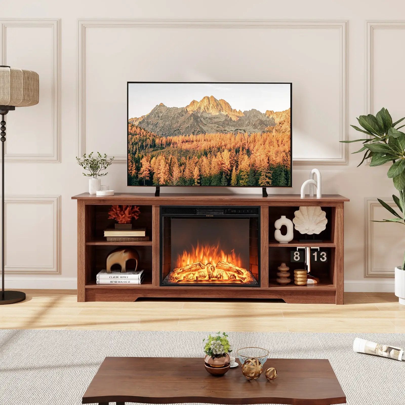 70 Inch TV Stand for up to 75 Inch Flat Screen TVs with Adjustable Shelves by DirectDeals