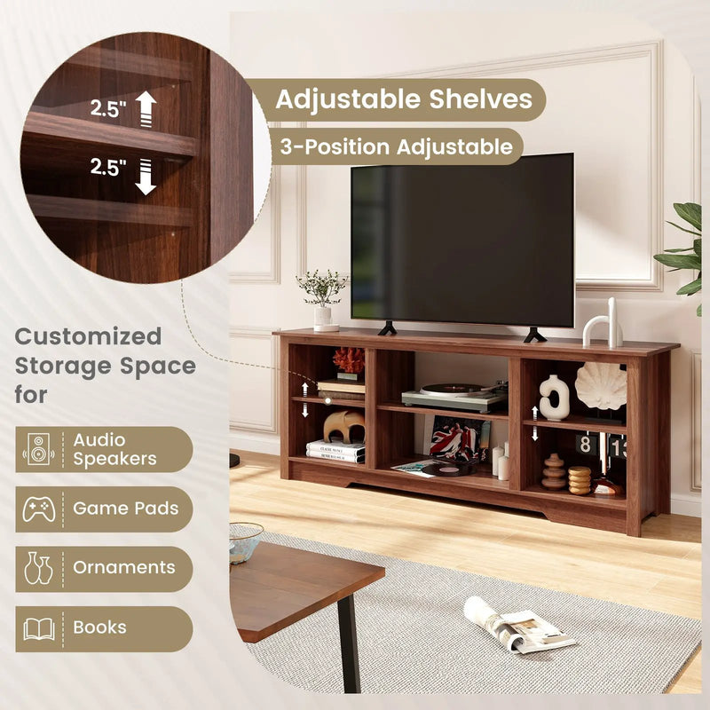 70 Inch TV Stand for up to 75 Inch Flat Screen TVs with Adjustable Shelves by DirectDeals