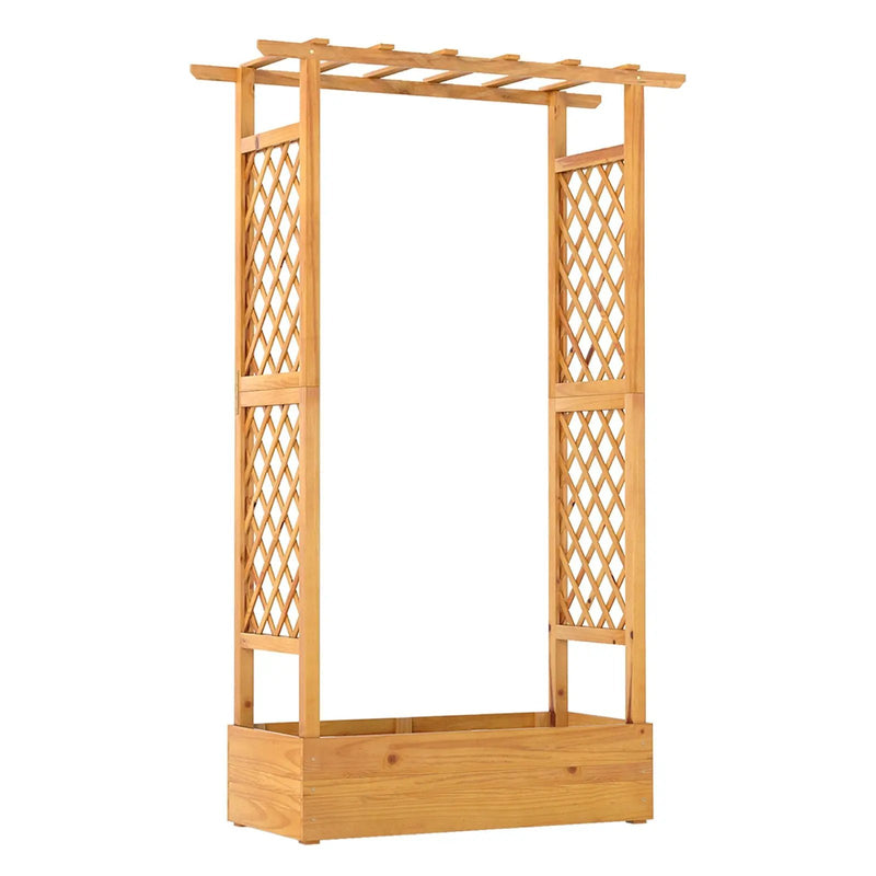 70 Inch Wooden Raised Garden Bed with Lattice Trellis-Natural by DirectDeals