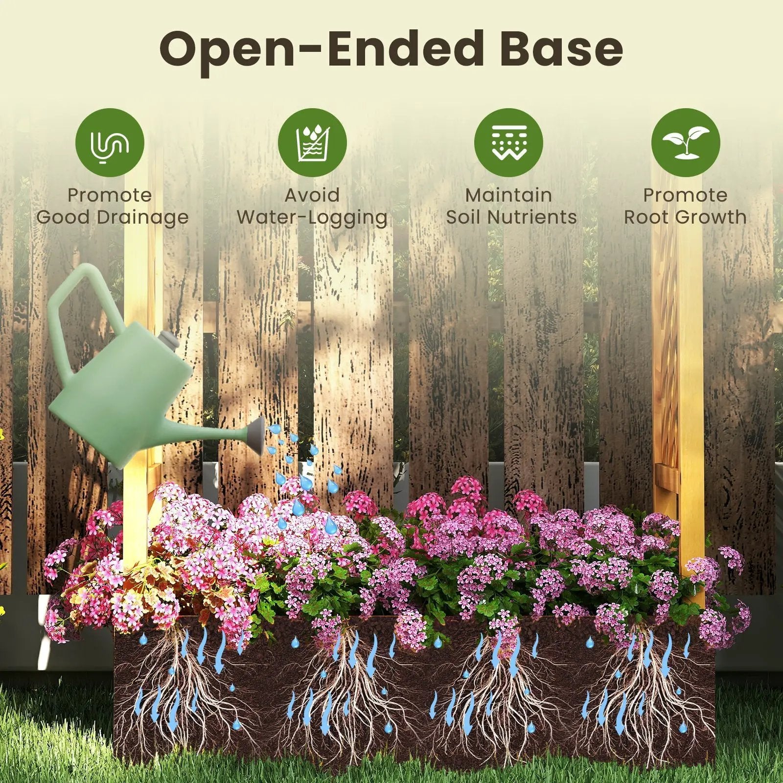 70 Inch Wooden Raised Garden Bed with Lattice Trellis-Natural by DirectDeals