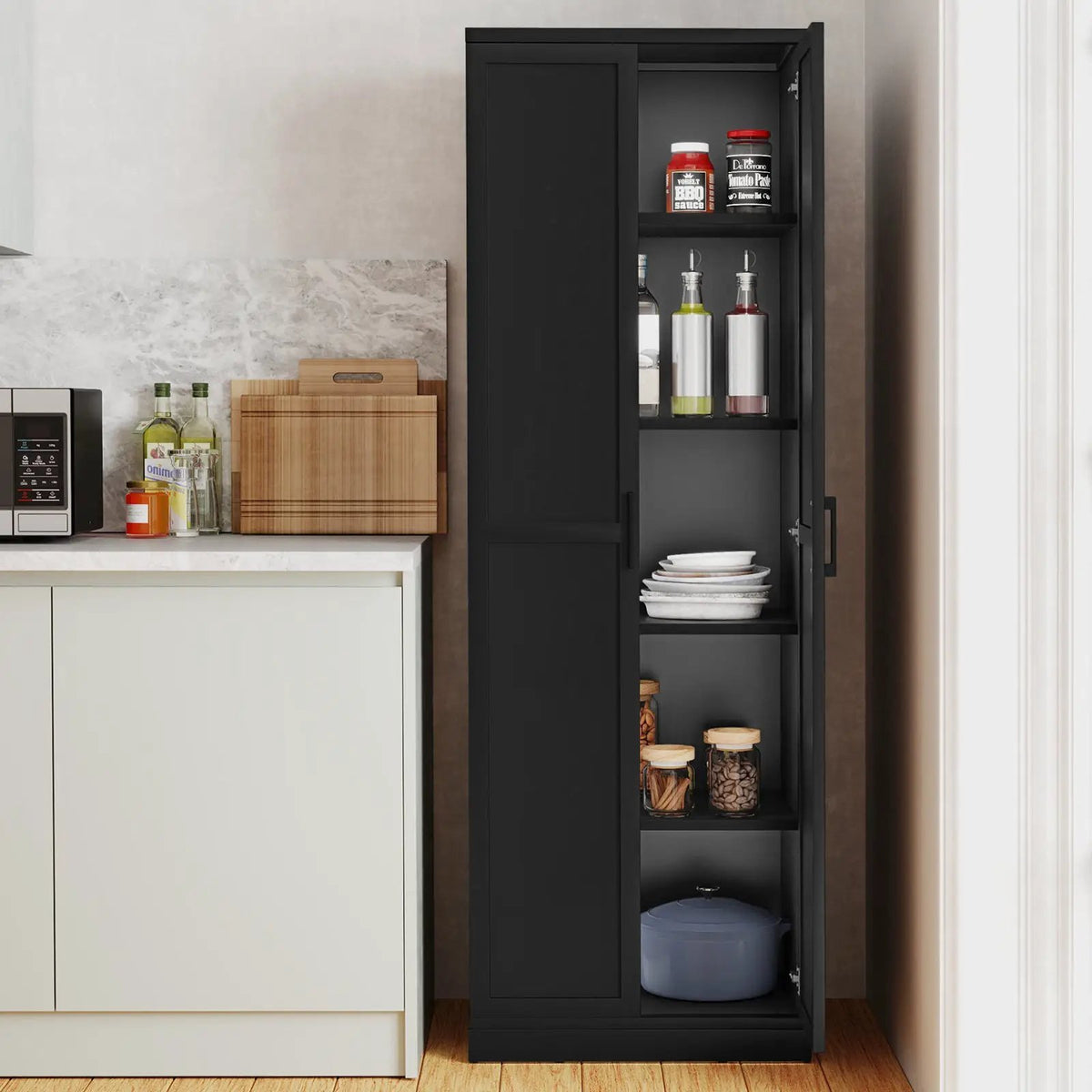 70 Inch Freestanding Storage Cabinet with 2 Doors and 5 Shelves by DirectDeals