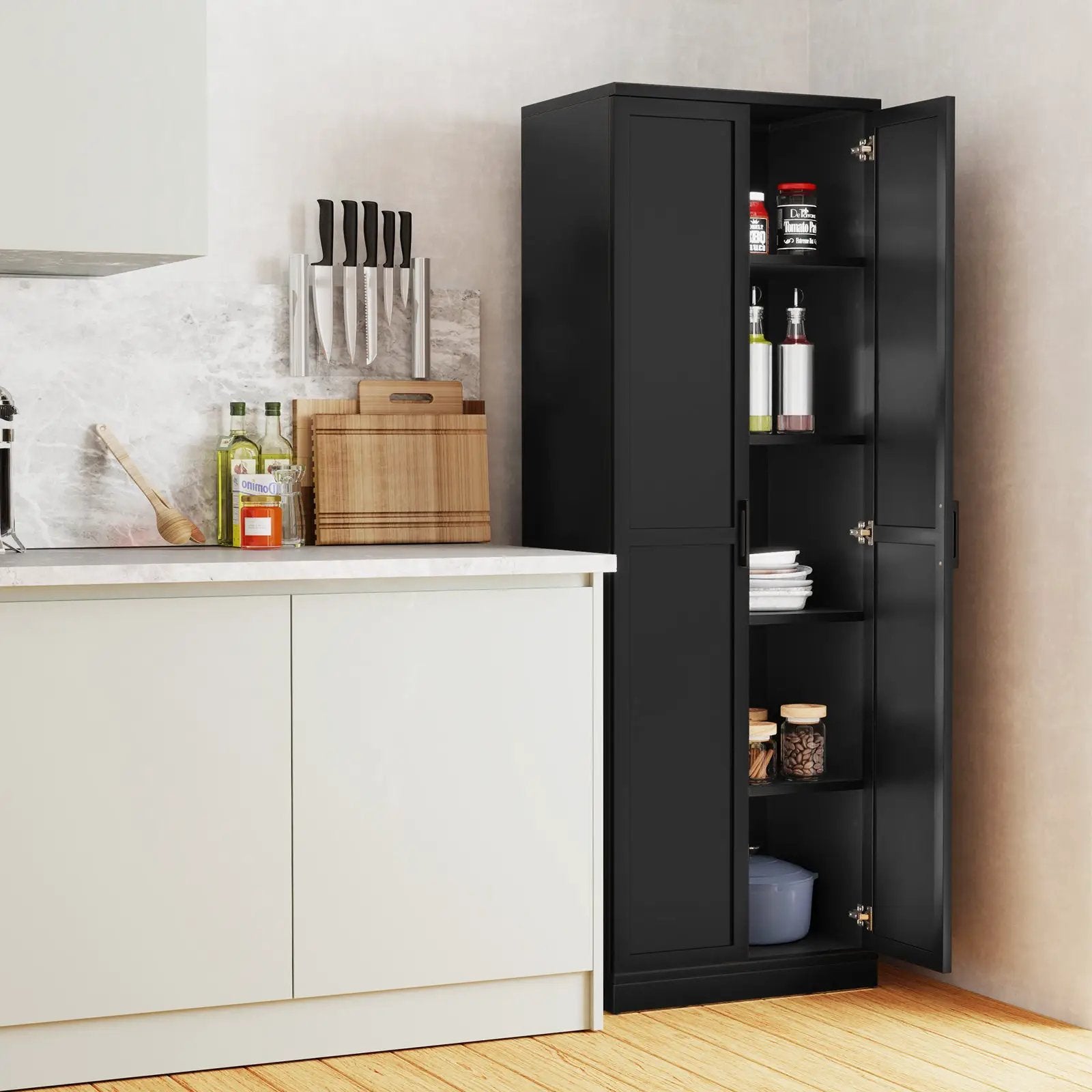 70 Inch Freestanding Storage Cabinet with 2 Doors and 5 Shelves by DirectDeals
