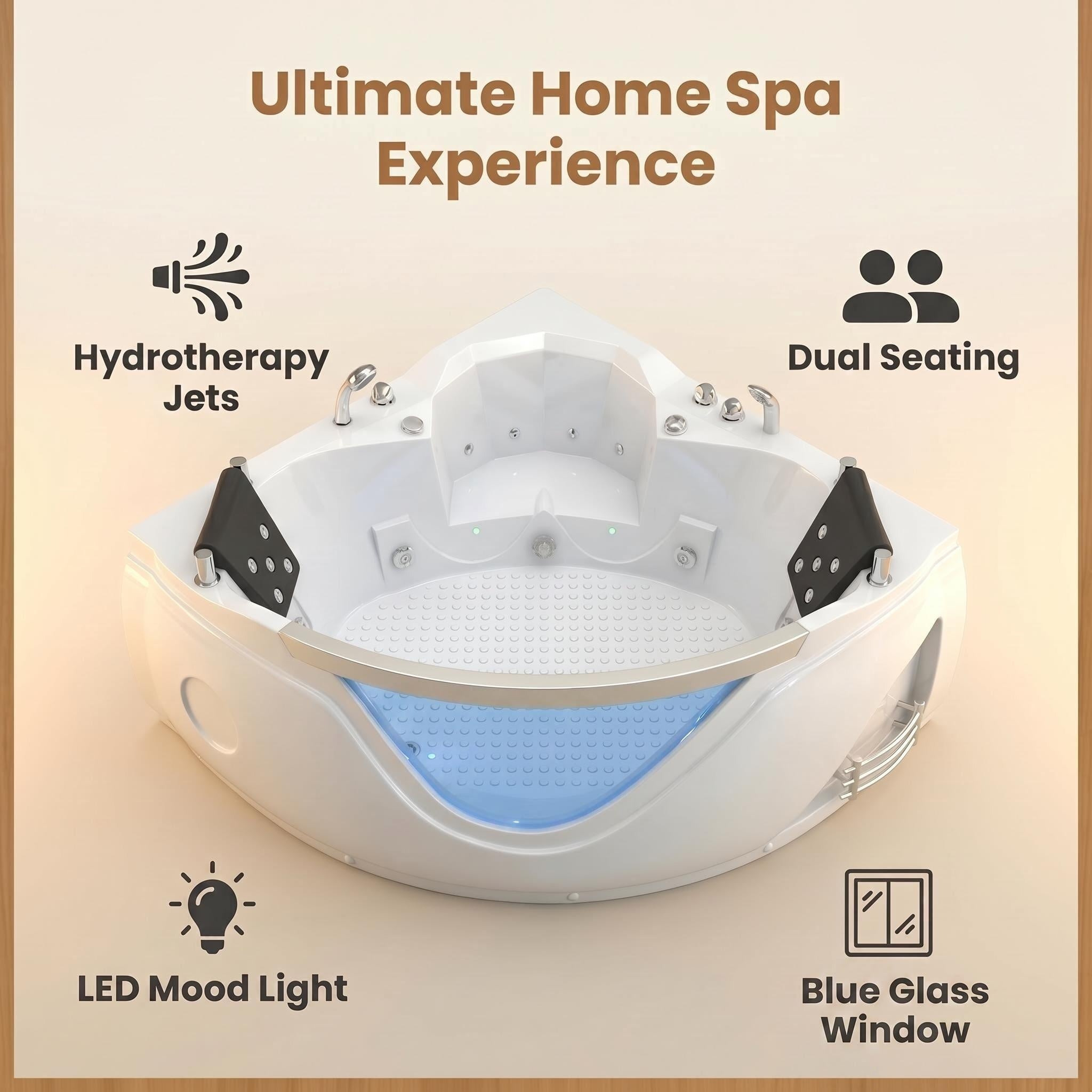 59" Light Luxury Double Corner Whirlpool Bathtub by HouseOfZazla