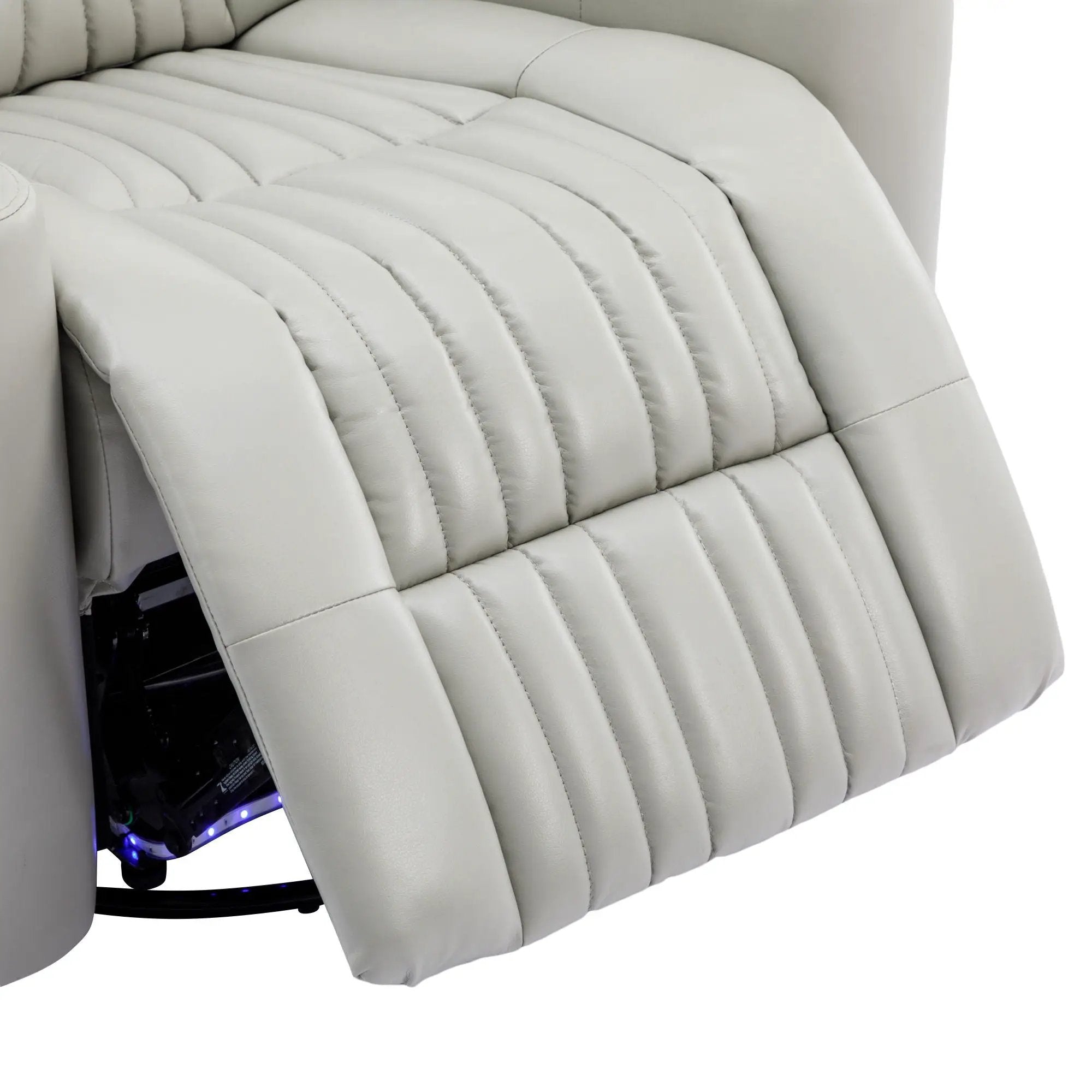 270° Power Swivel Recliner Home Theater Chair With Hidden Arm Storage, LED Light, Cup Holder, And Tray Table by HouseOfZazla