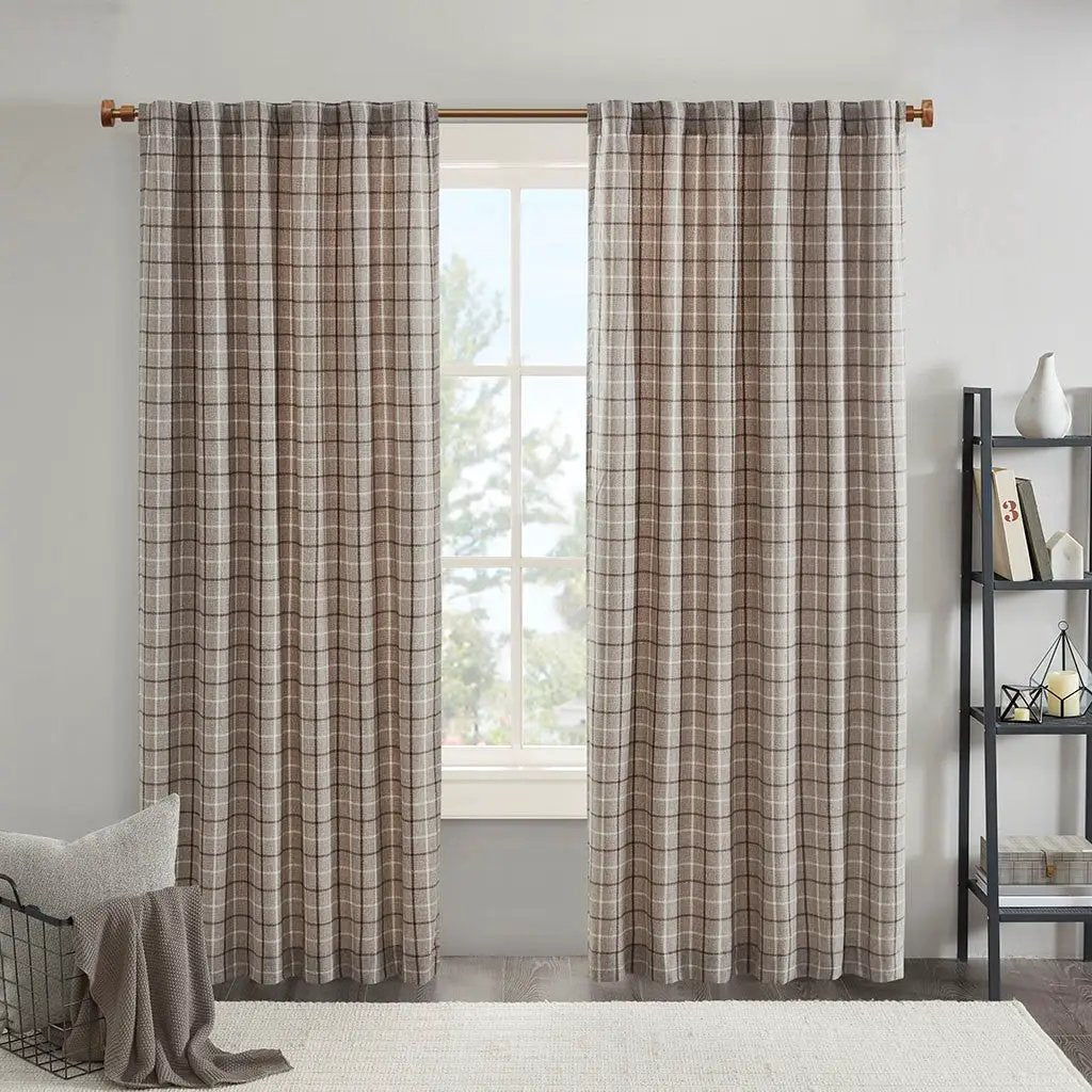 Plaid Rod Pocket and Back Tab Curtain Panel with Fleece Lining by HouseOfZazla