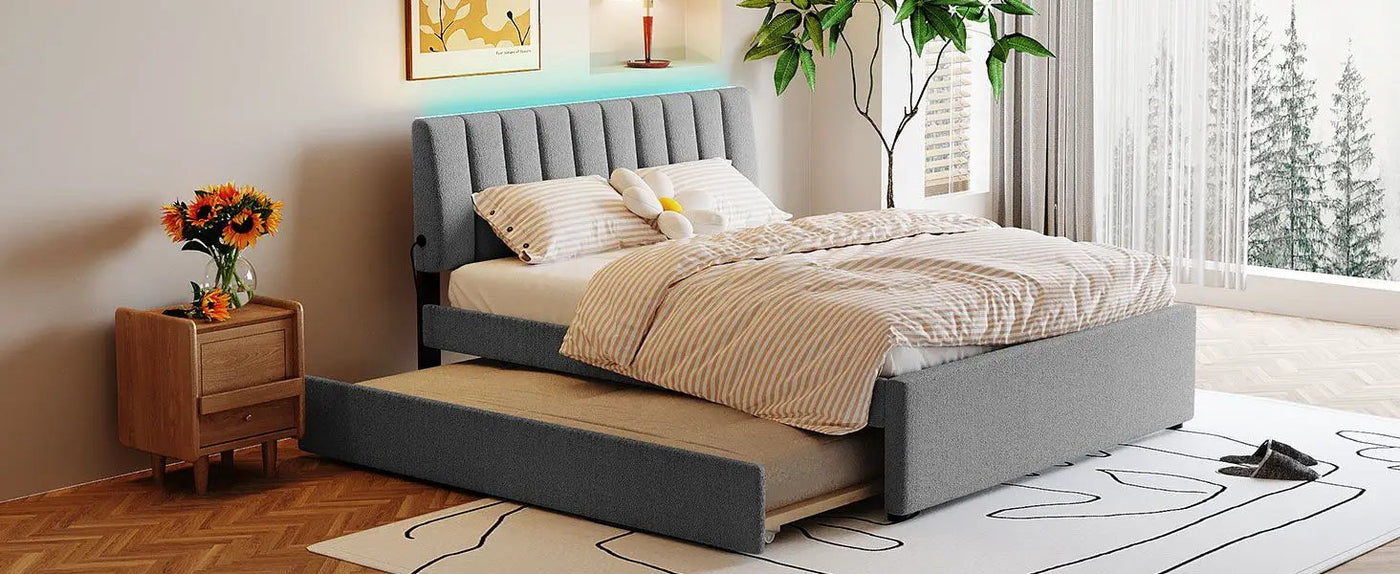 Upholstered Platform Bed With Trundle by HouseOfZazla