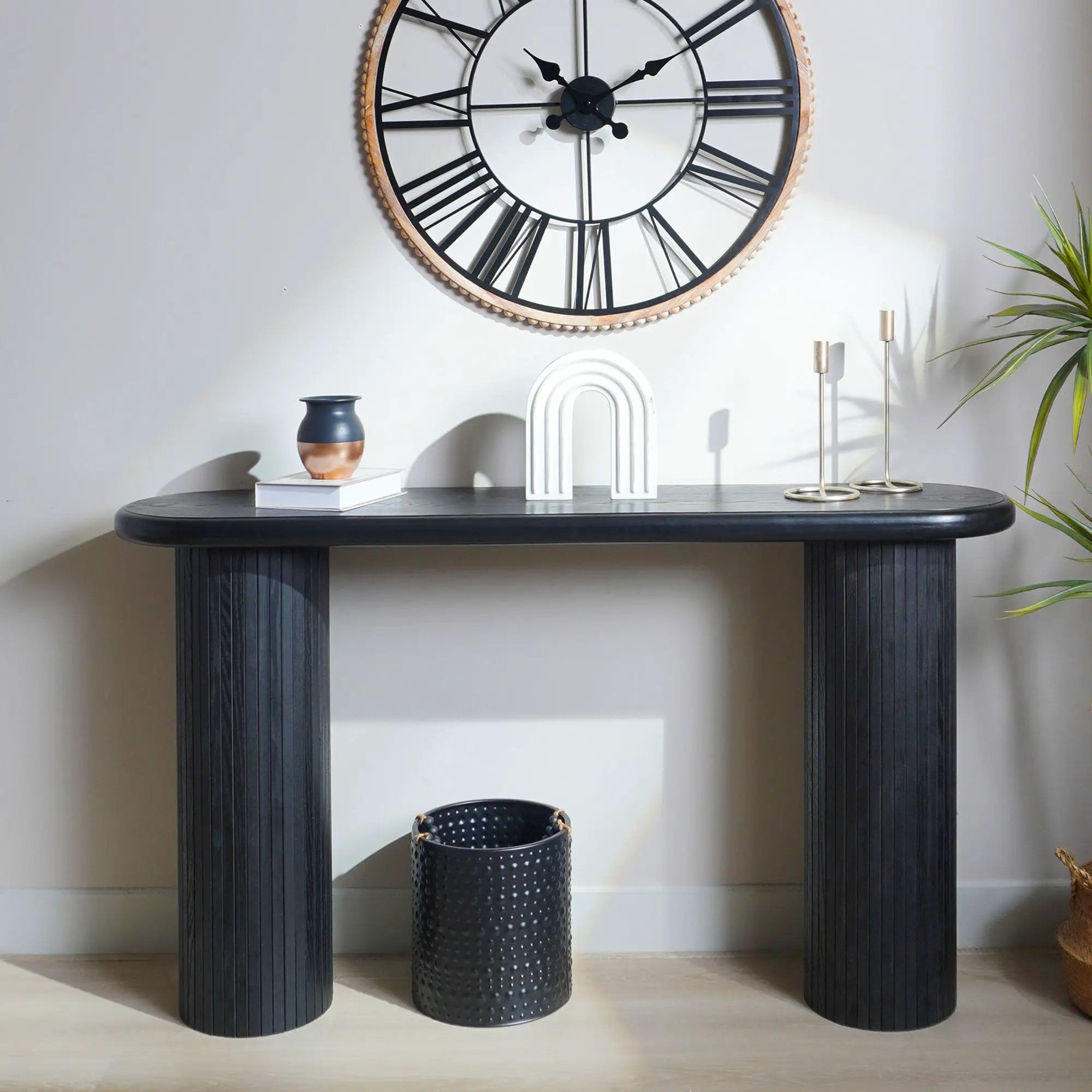 Fluted Cylinder Console Table - Black by Unique Piece Furniture