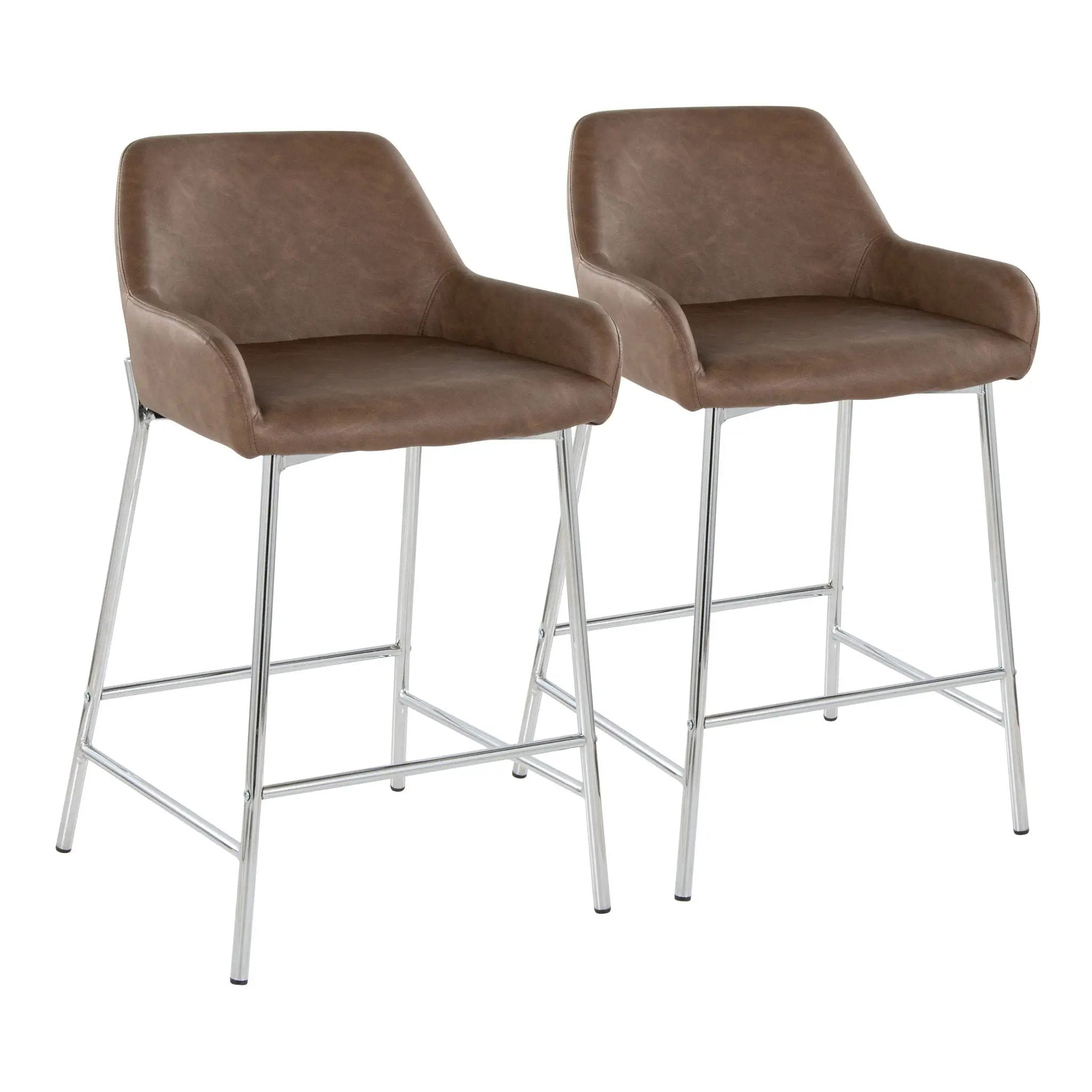 Daniella - Contemporary Fixed Height Counter Stool With Metal Legs (Set of 2) by HouseOfZazla