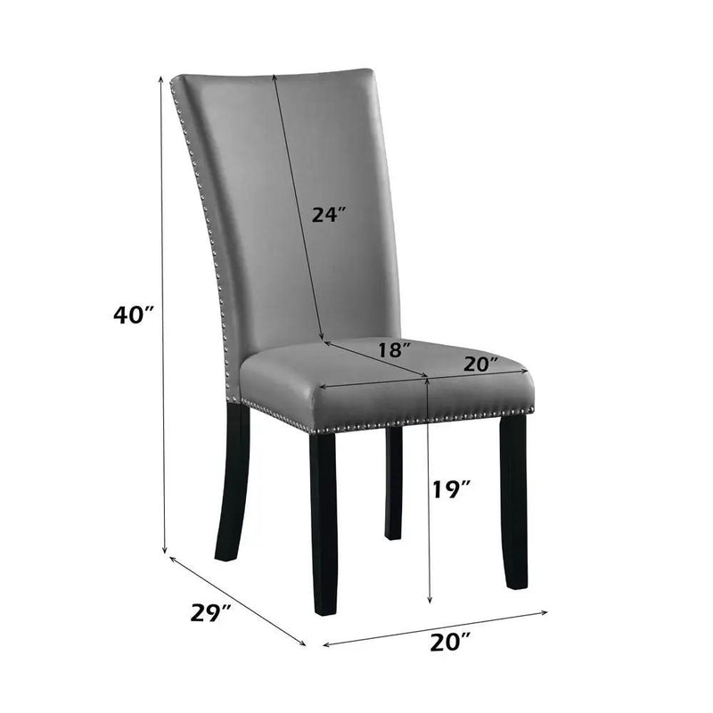 Caralin - Side Chair (Set of 2) - Gray Synthetic Leather & Black by Unique Piece Furniture