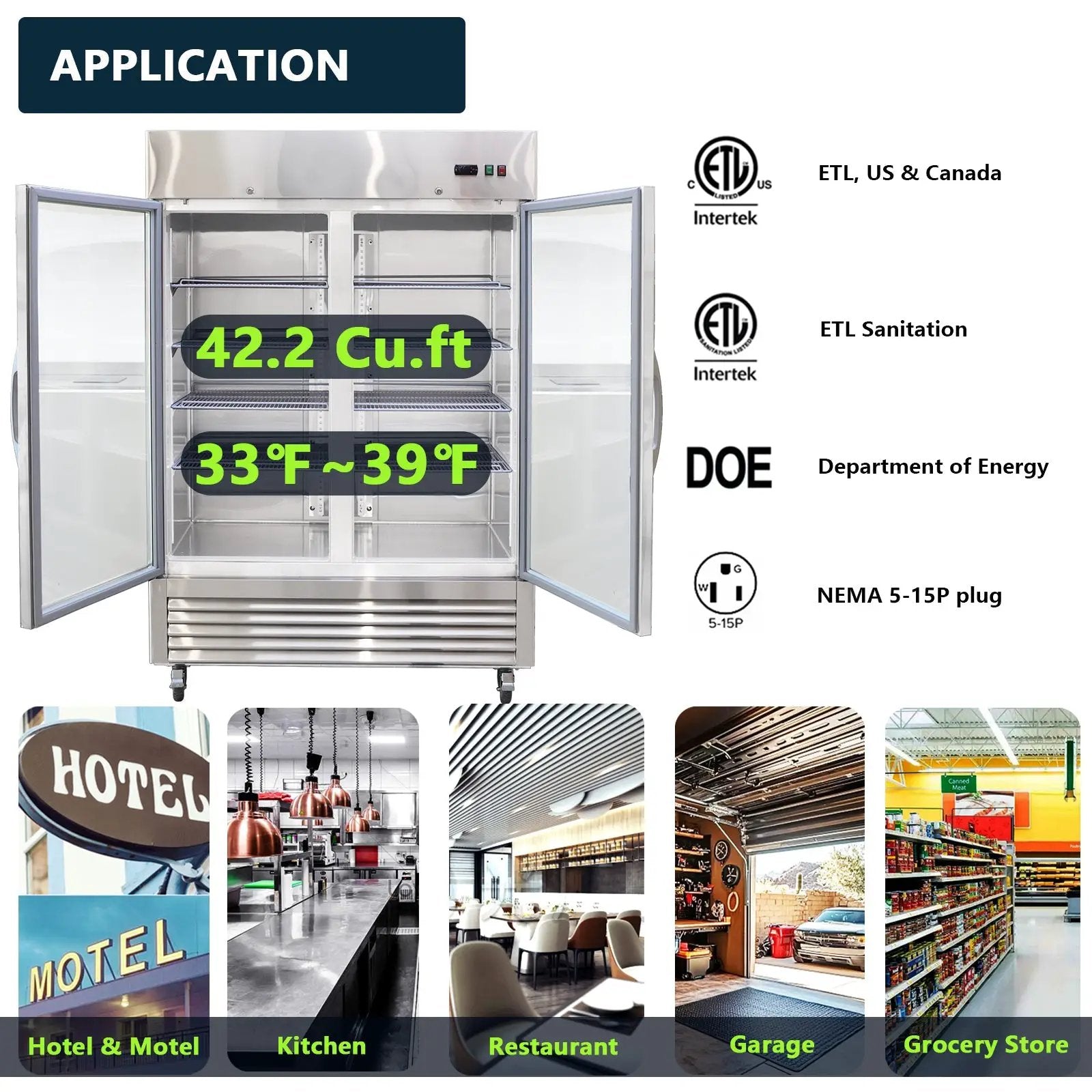54"W Commercial Refrigerator with Glass Doors by HouseOfZazla