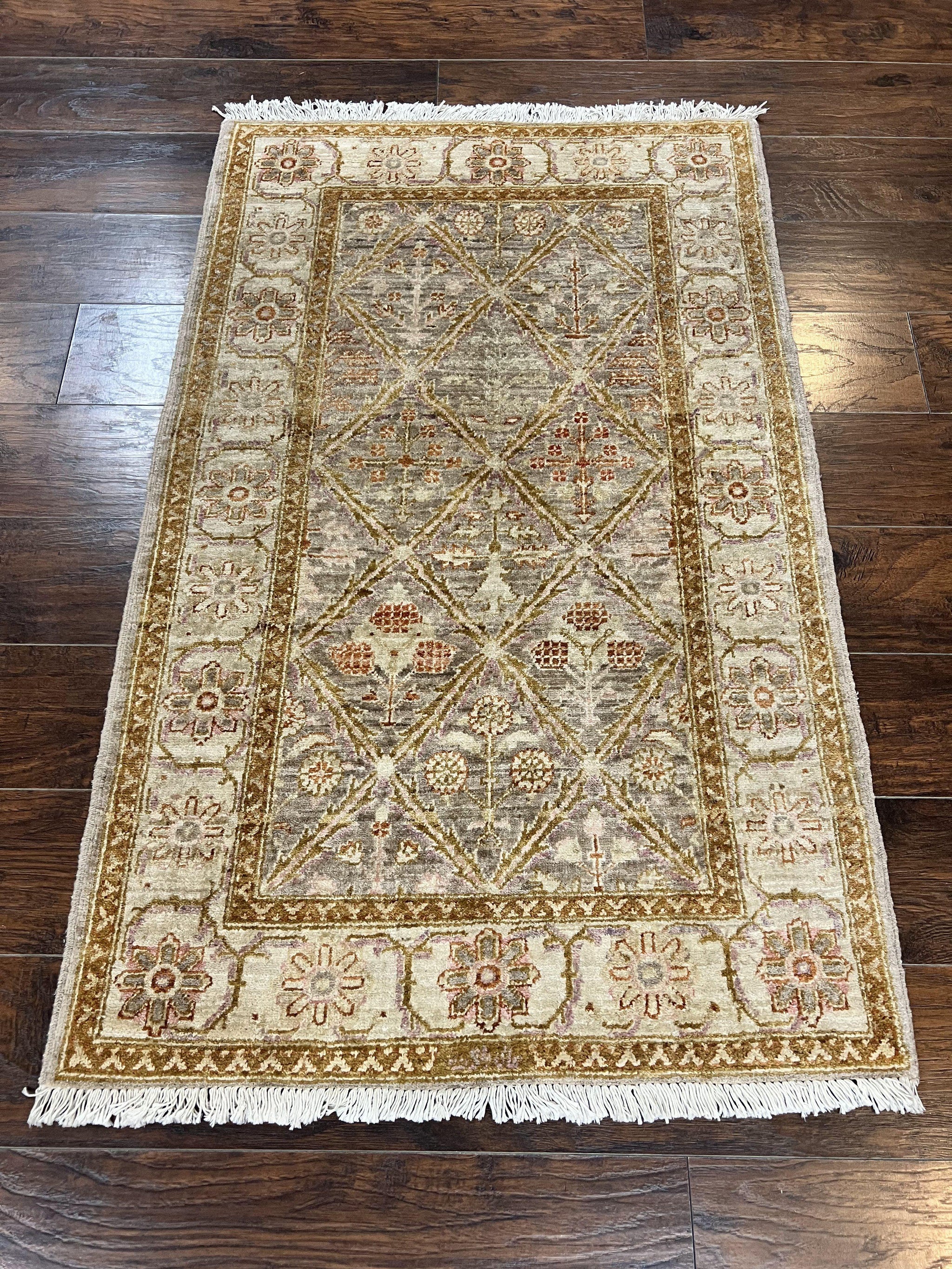 Pakistani Peshawar Rug 3x5, Safavieh Wool Handmade Hand Knotted Vintage Rug, Panel Design 3 x 5 Oriental Carpet by Jewel Rugs