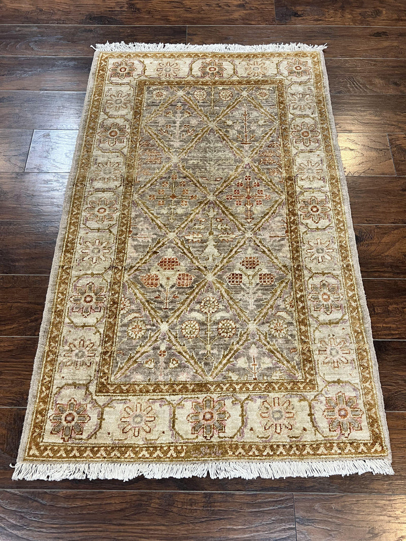 Pakistani Peshawar Rug 3x5, Safavieh Wool Handmade Hand Knotted Vintage Rug, Panel Design 3 x 5 Oriental Carpet by Jewel Rugs