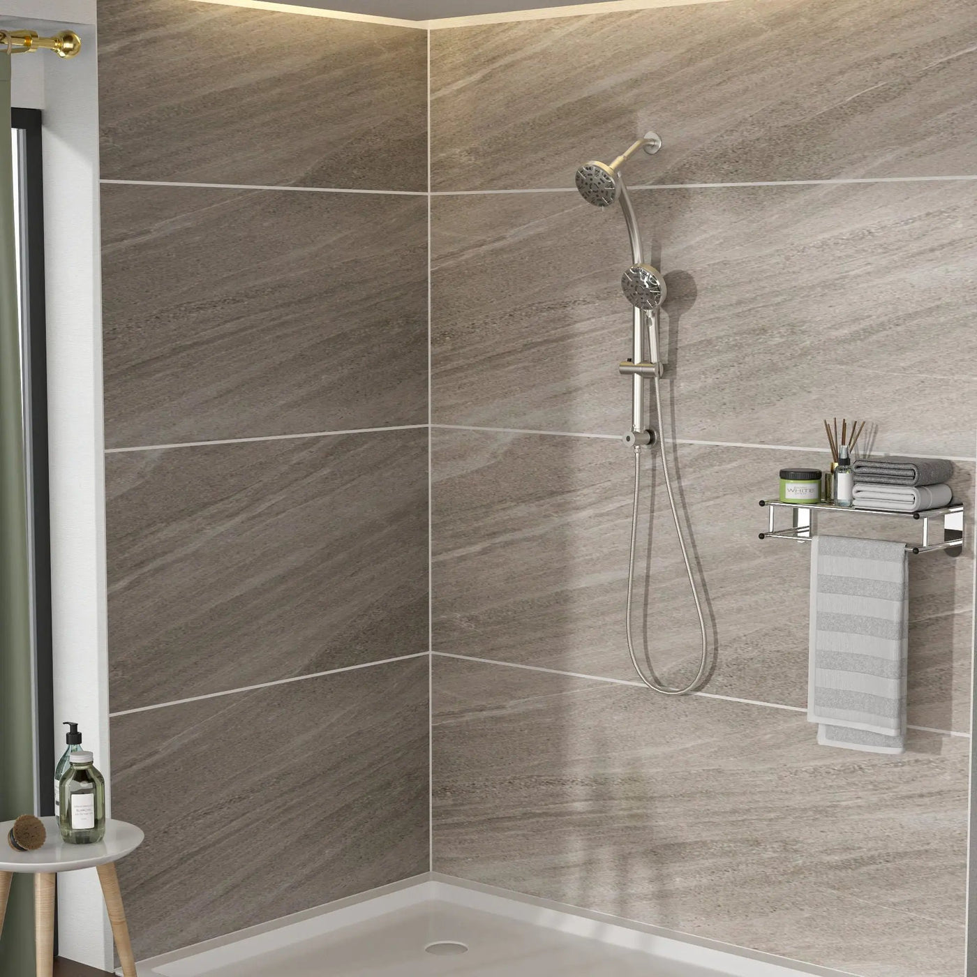 Multi Function Dual Shower Head System With 4.7" Rain Showerhead, 8 Function Hand Shower, Adjustable Slide Bar by HouseOfZazla