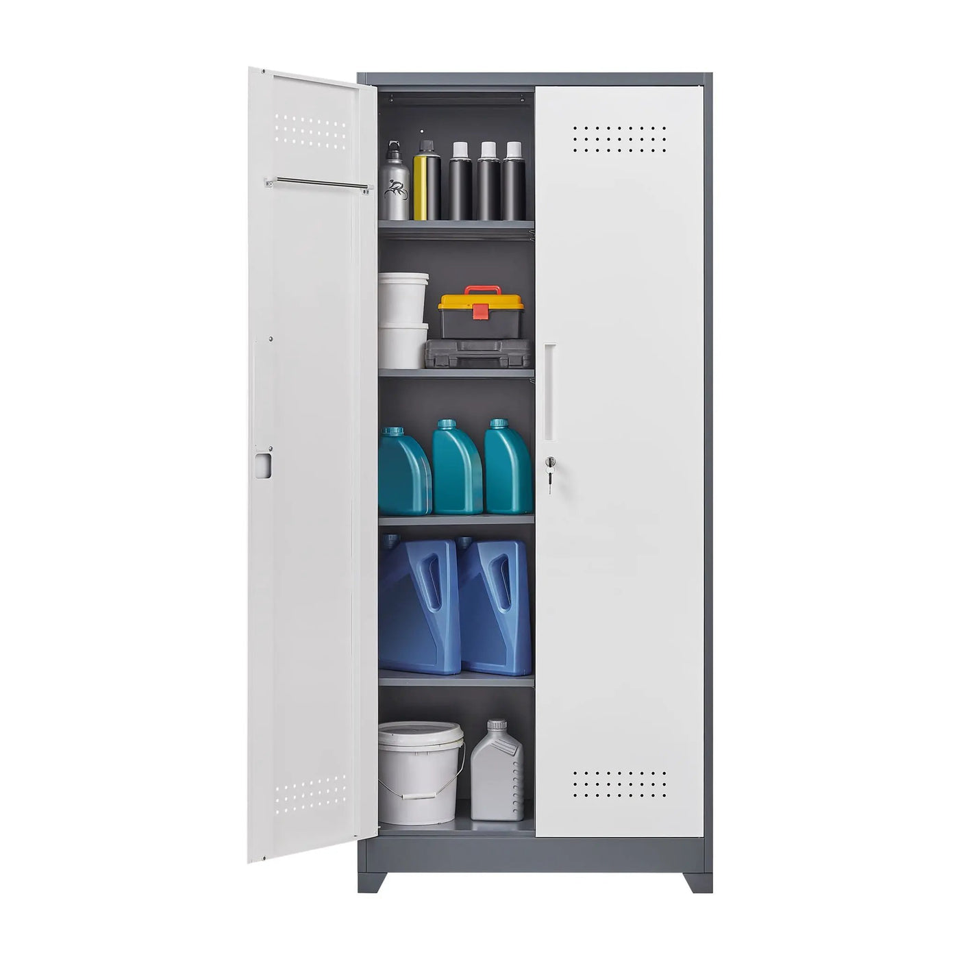 Lockers With Locking Doors, Adjustable Shelves, High Broom Tool Storage Cabinet by HouseOfZazla