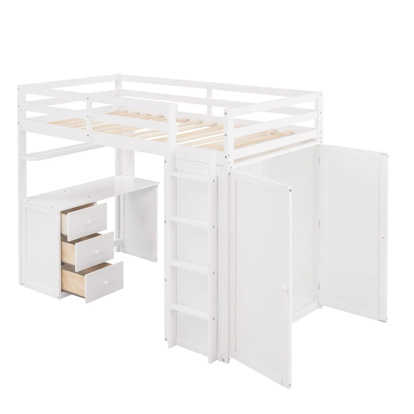 Loft Bed With Drawers, Desk, And Wardrobe by HouseOfZazla