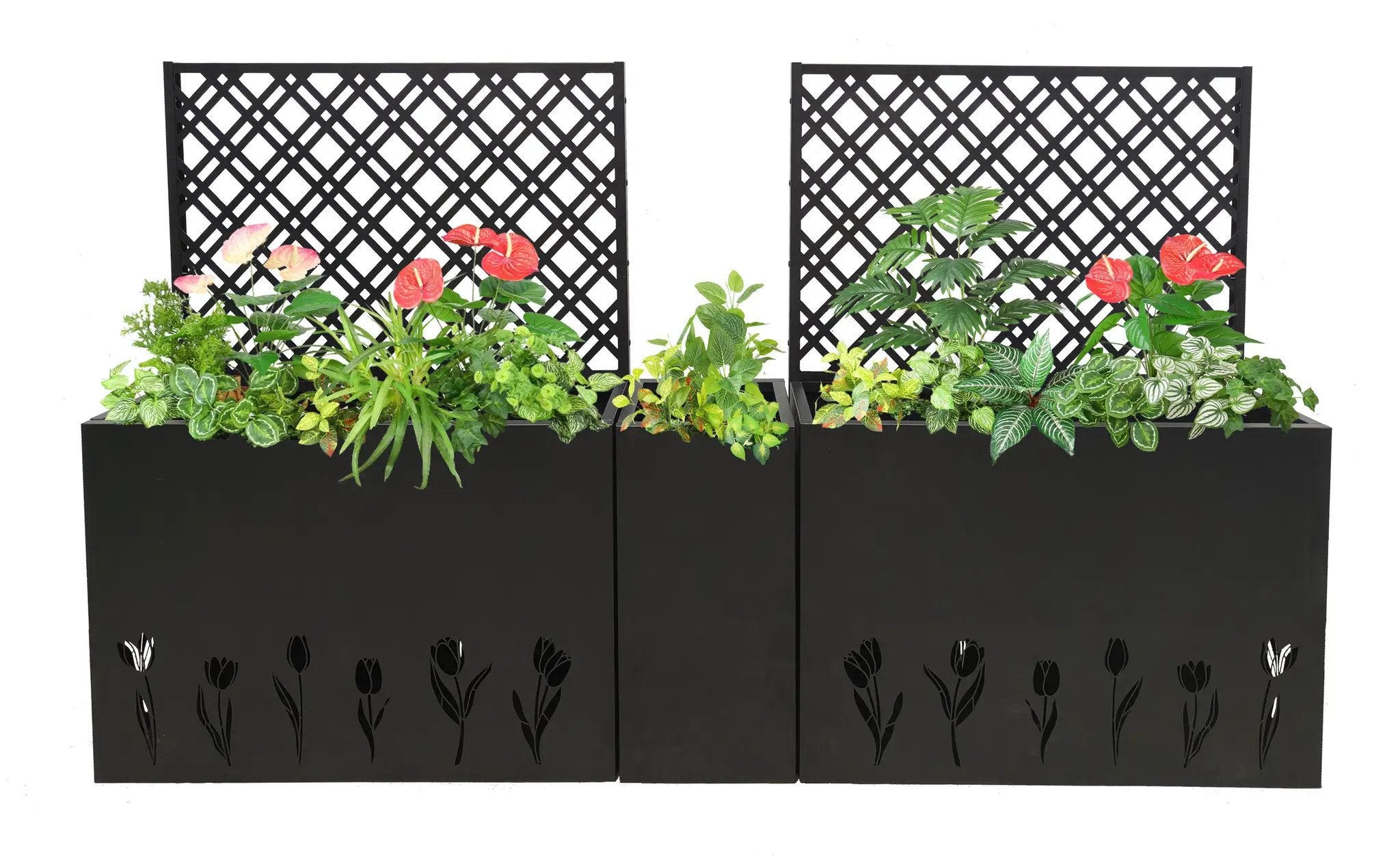 Metal Planter-Trellis Combo Set of 3 by HouseOfZazla