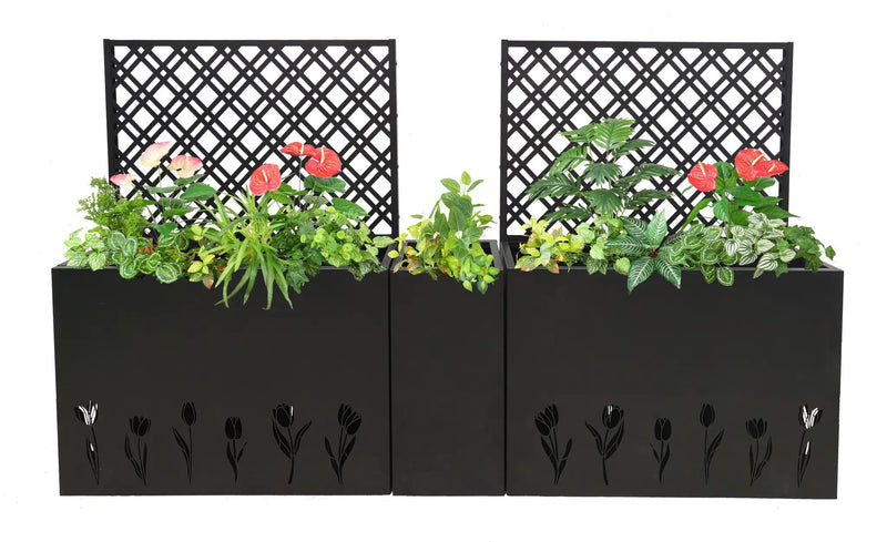 Metal Planter-Trellis Combo Set of 3 by HouseOfZazla
