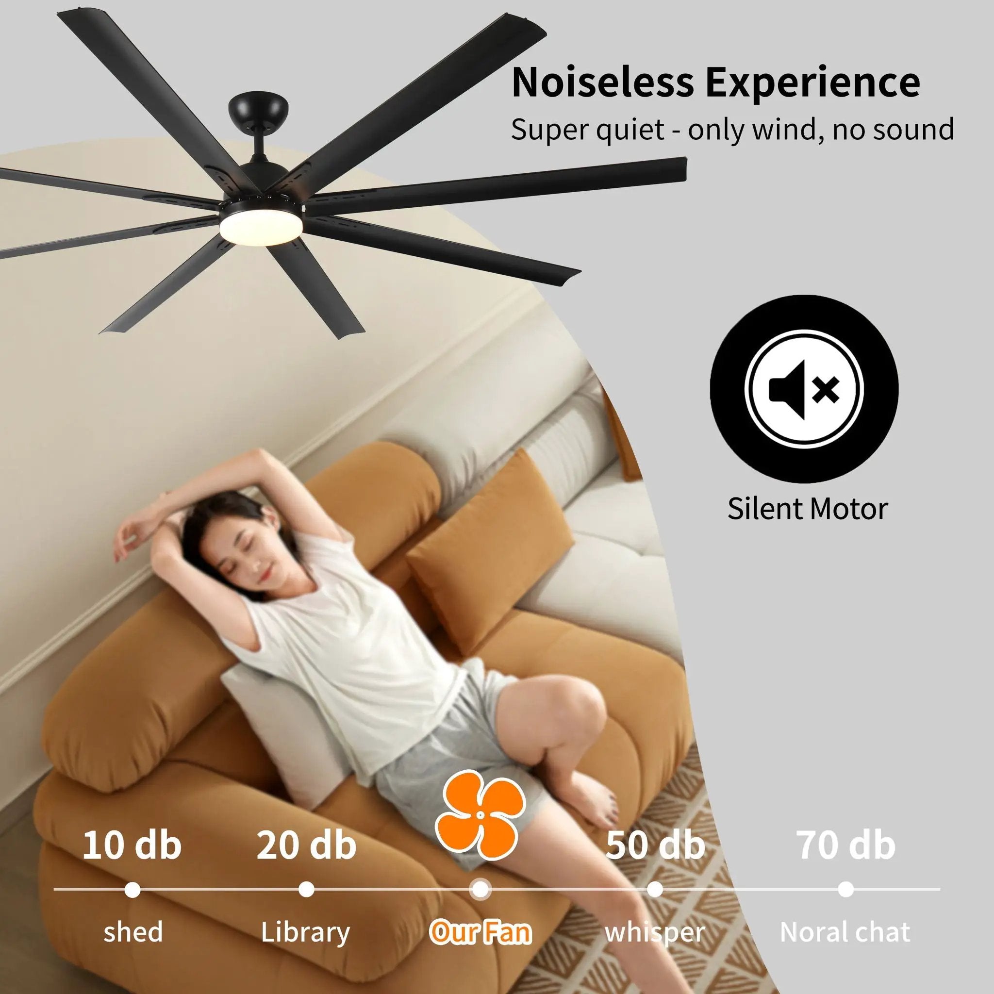Super Large Black Ceiling Fan With Remote Control - Black by HouseOfZazla