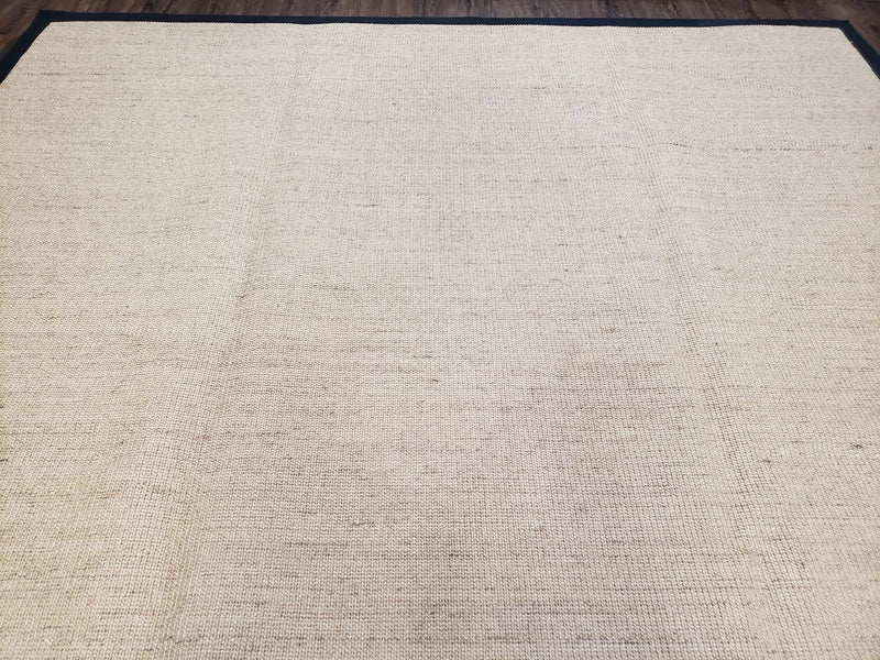 Jute Rug 8x10, Natural Jute Fiber Area Rug, Natural Sisal Area Rug with Black Border, 8x10 Carpet, Solid Jute Rug 8 x 10, Farmhouse Rug by Jewel Rugs