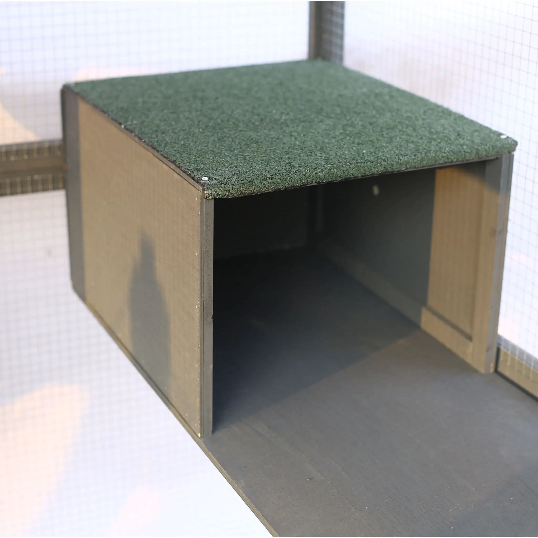 Spacious Wooden Cat Catio Outdoor Kitty House With Bridges And Roof Cover - Gray by HouseOfZazla